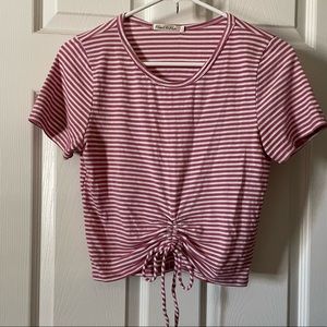 Pink and White Striped Crop Top